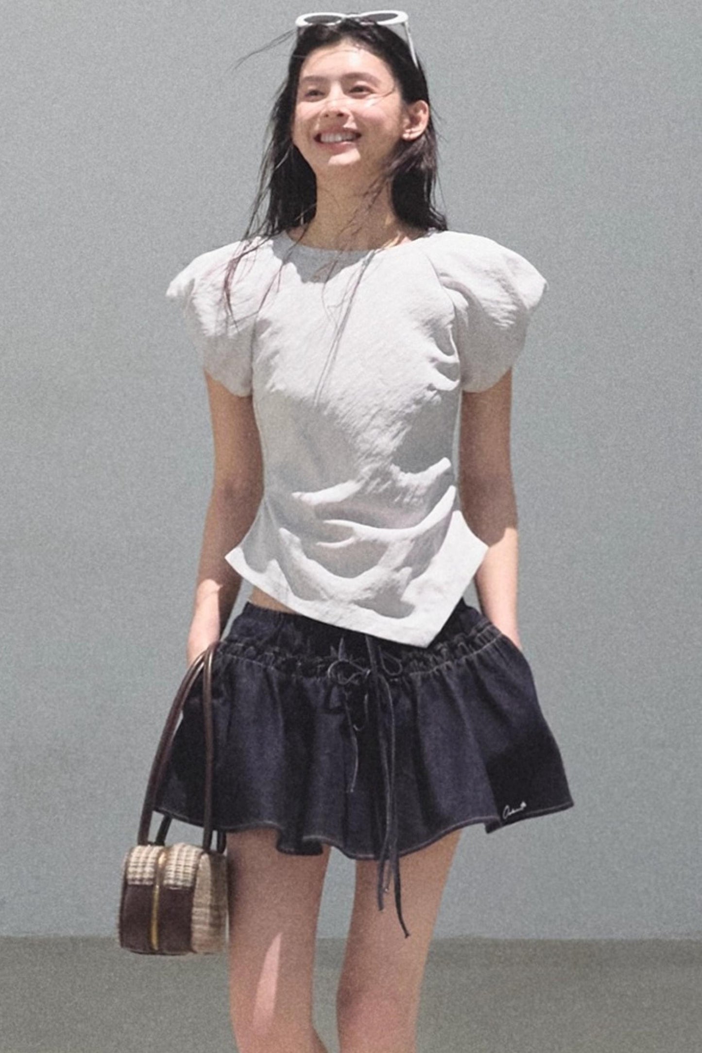 Embroidered Lyocell Puffy A-Line Skirt