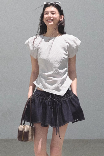 Embroidered Lyocell Puffy A-Line Skirt