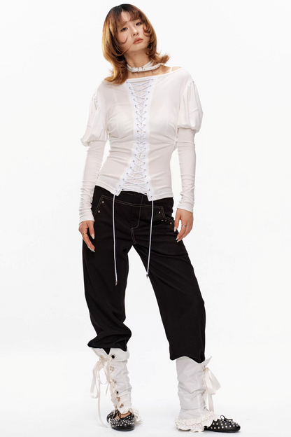 Retro Knit Off-Shoulder Top
