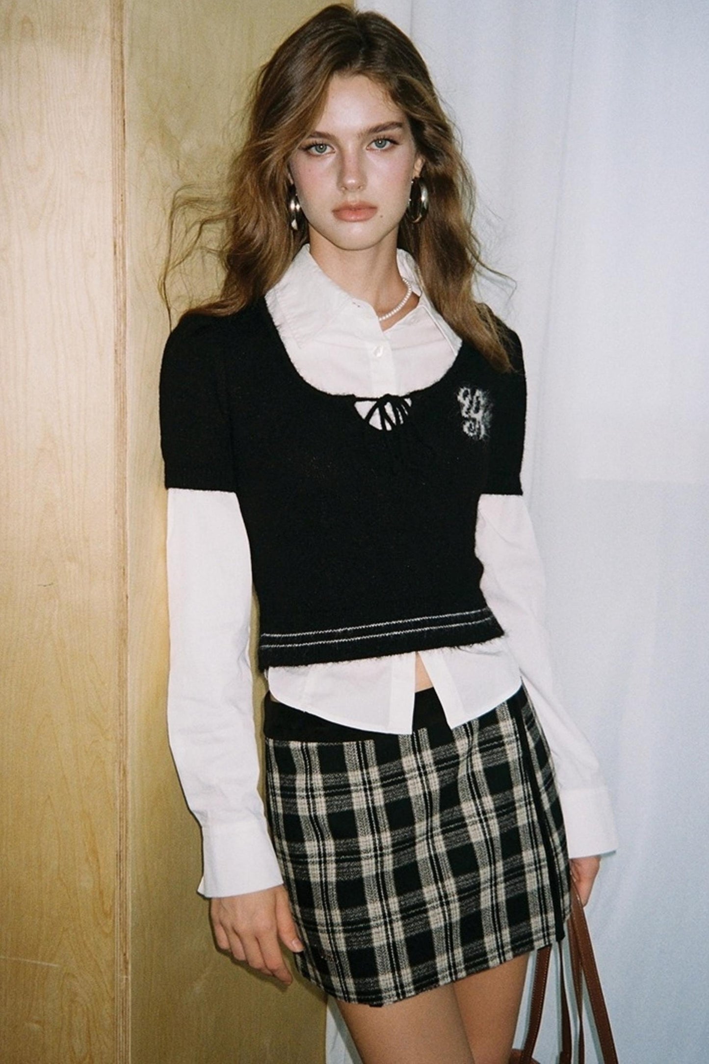 Plaid Corduroy Wool Skirt