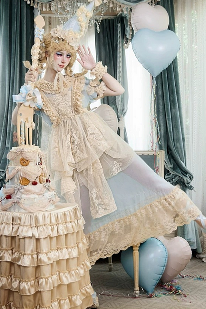 Tablier en dentelle crème rococo