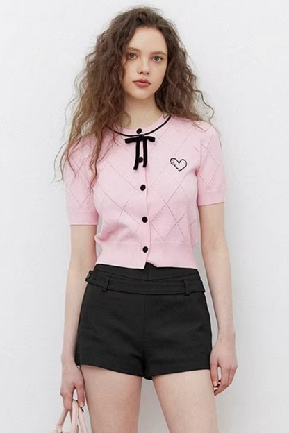 Pink Heart Knit Cardigan