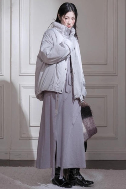 Gray Taro Tie-Dye Top Skirt Set