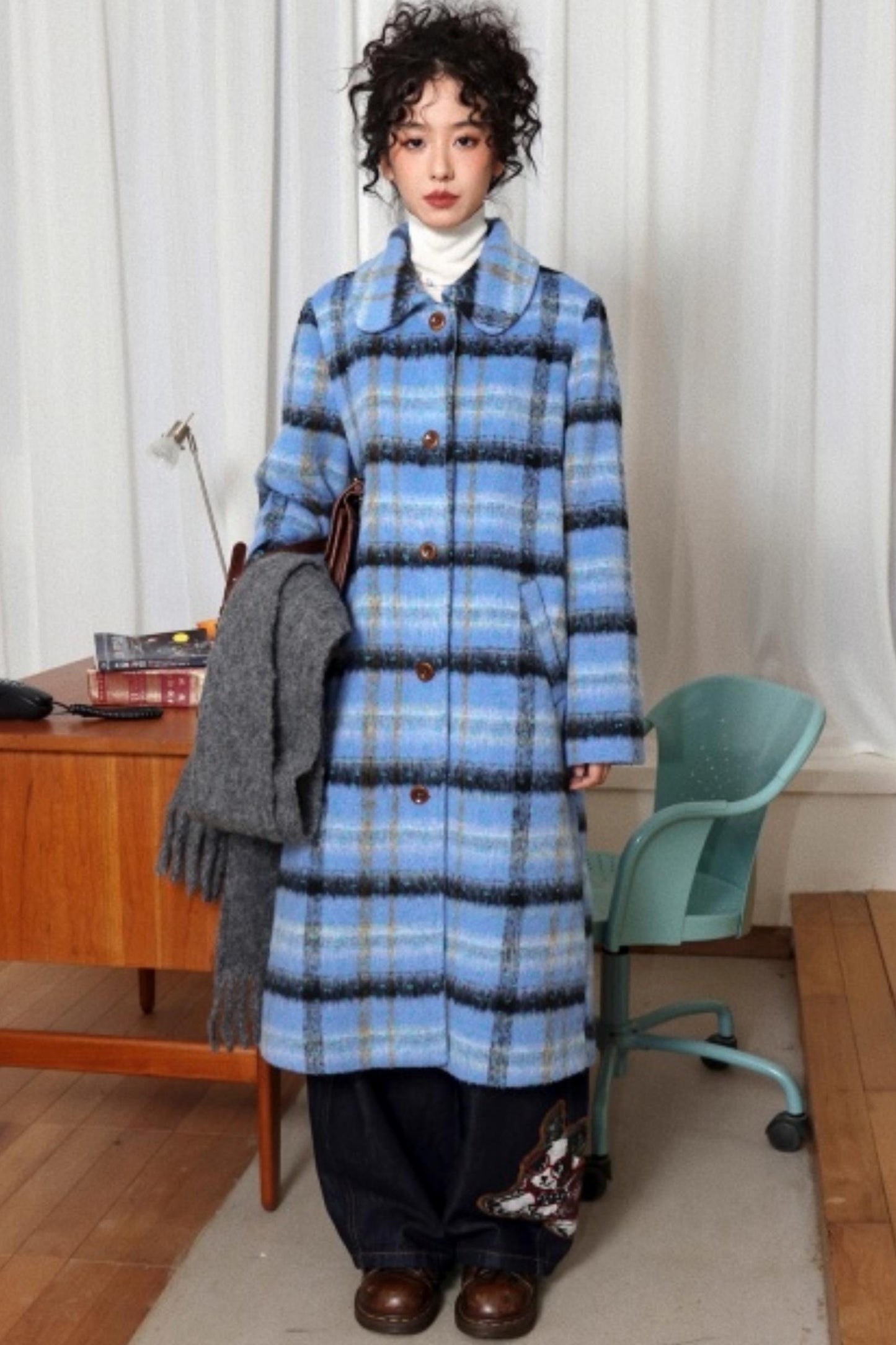 Plaid Woolen Love Letter Coat
