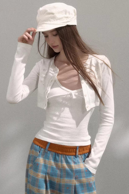 Sweet Embroidered Knitwear Set