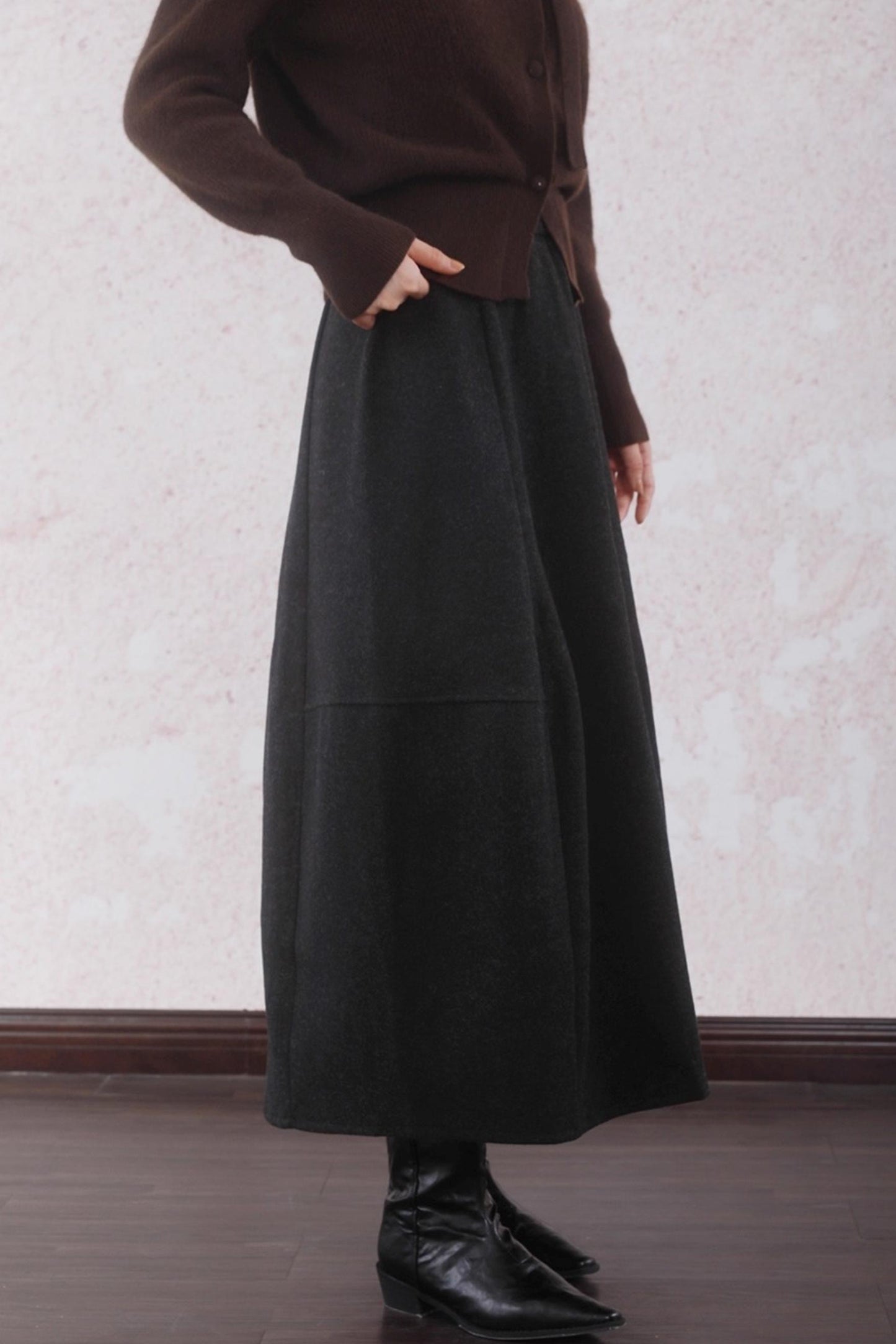 Gray Faux Tweed Warm Bud Skirt