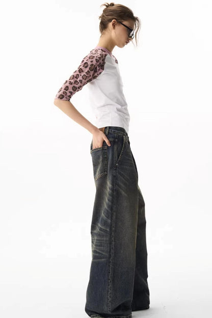 Raglan Leopard Print Top