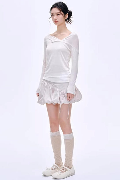 Asymmetrical Wool Blend Blouse