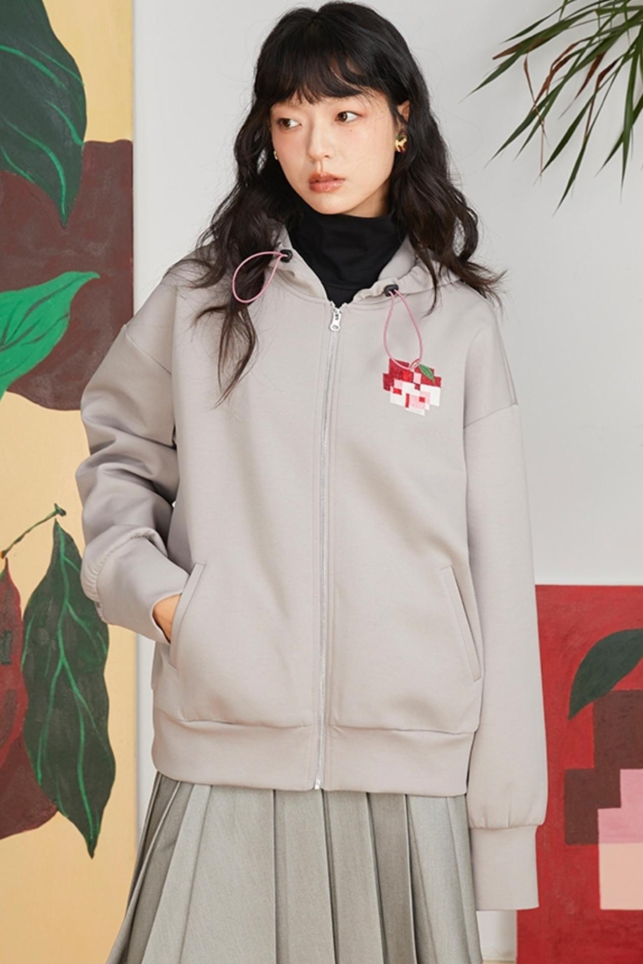 Retro Pixel Apple Hooded Top