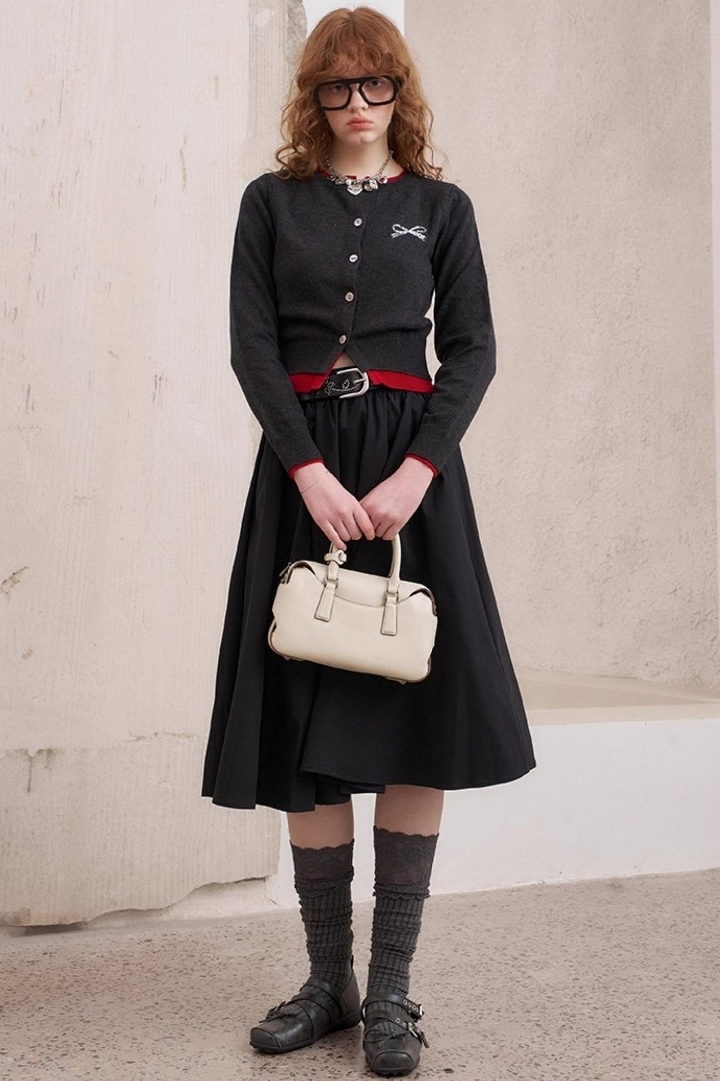 Elegant Pleated Midi Length Skirt