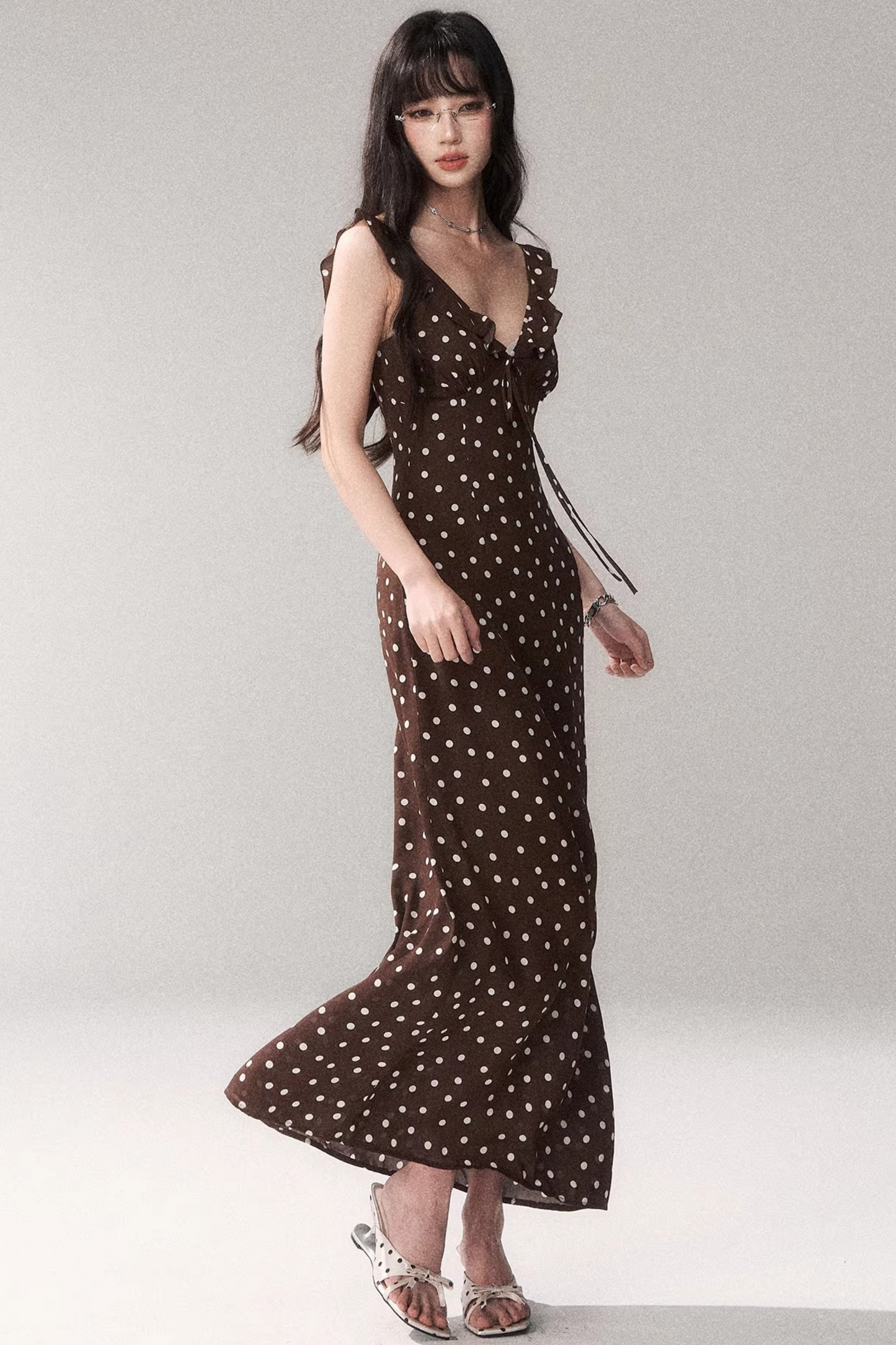 Brown Polka Dot Summer Dress