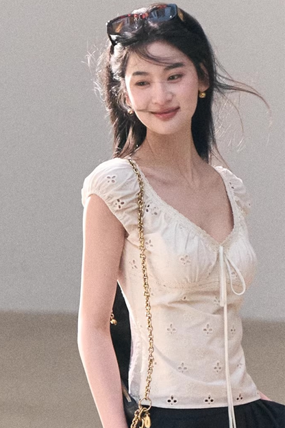 Embroidered Cotton Lace Top