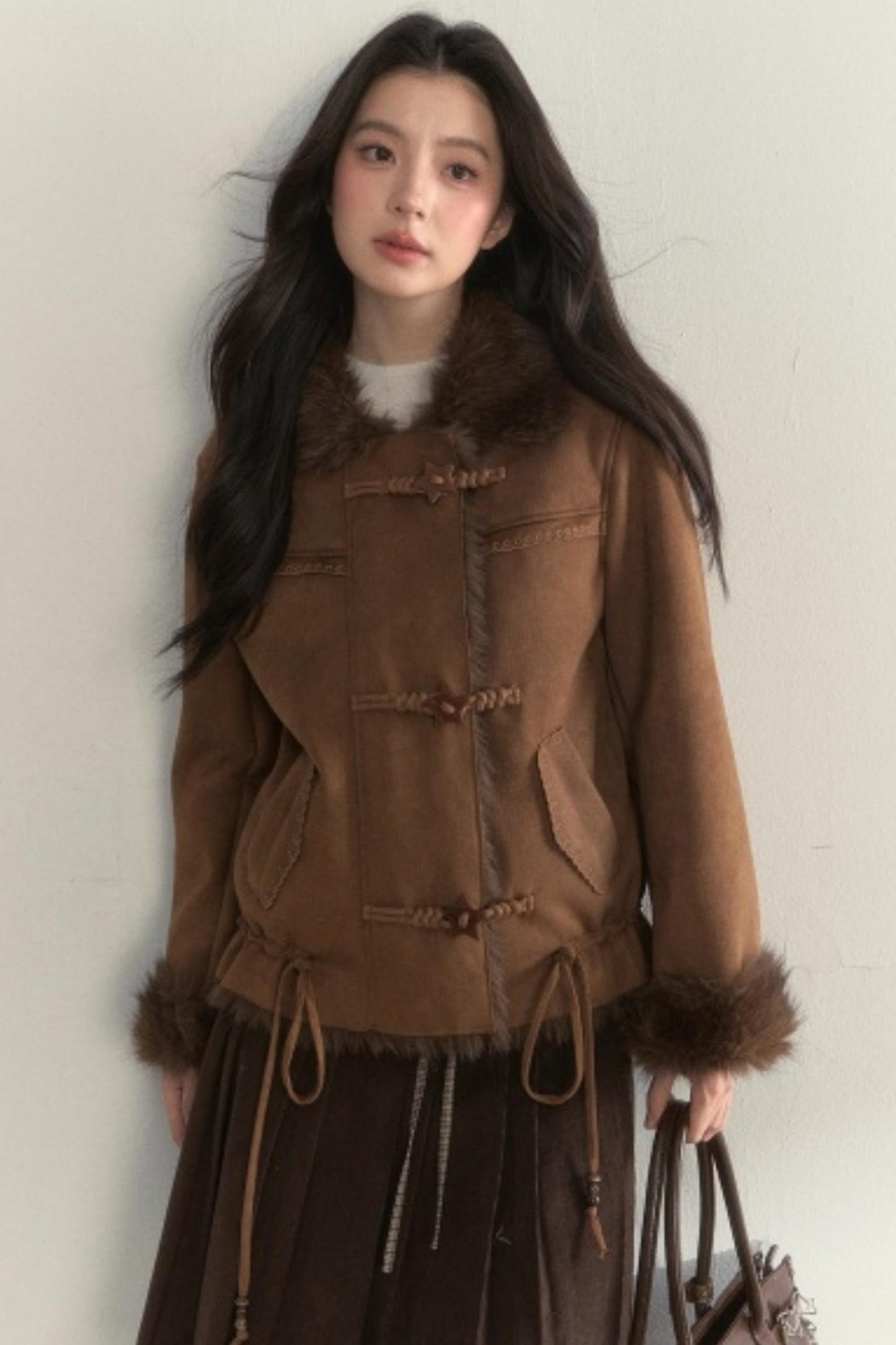 Retro Brown Suede Embroidered Jacket