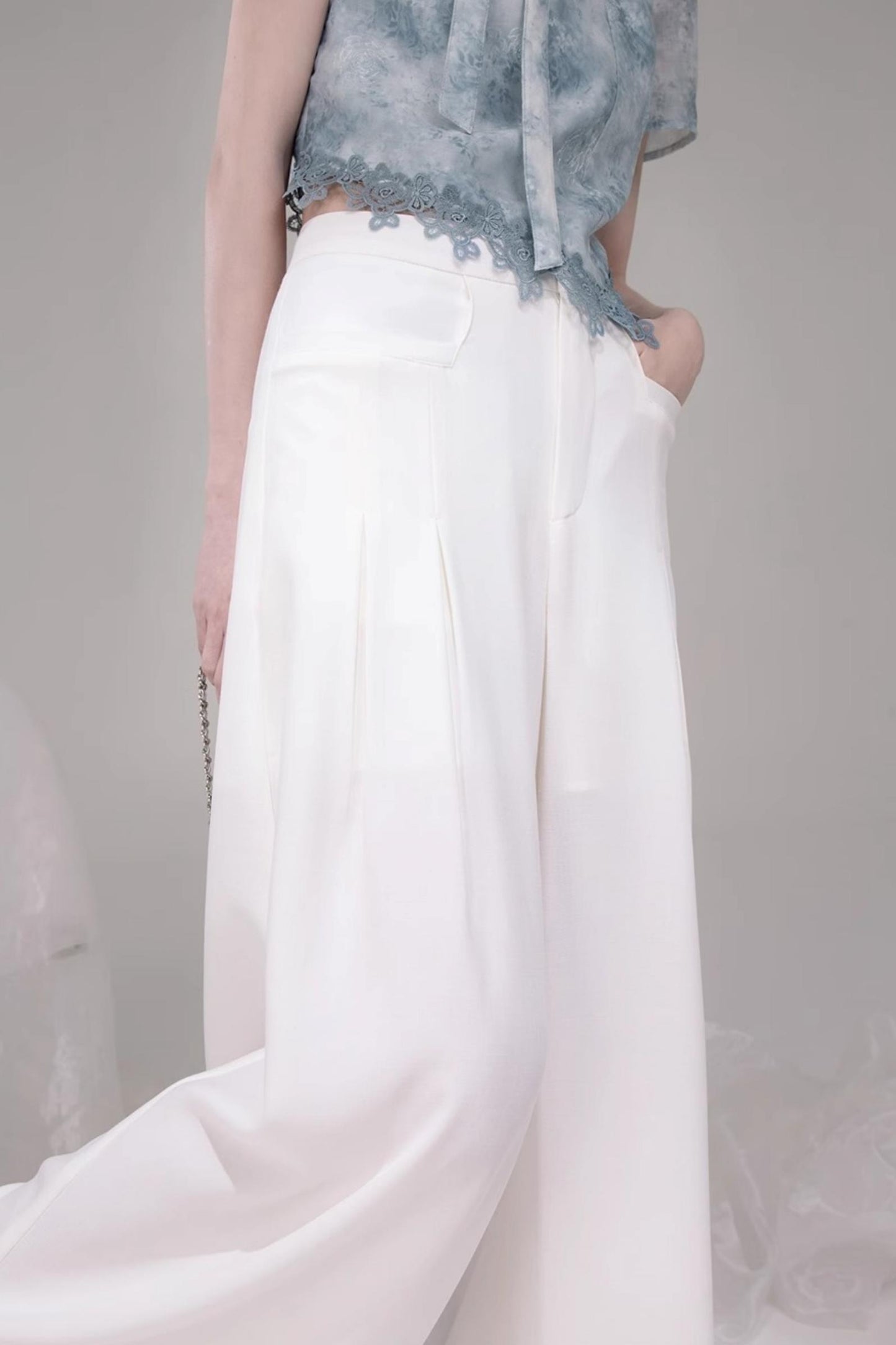 Chic Draped Wide-Leg Pants