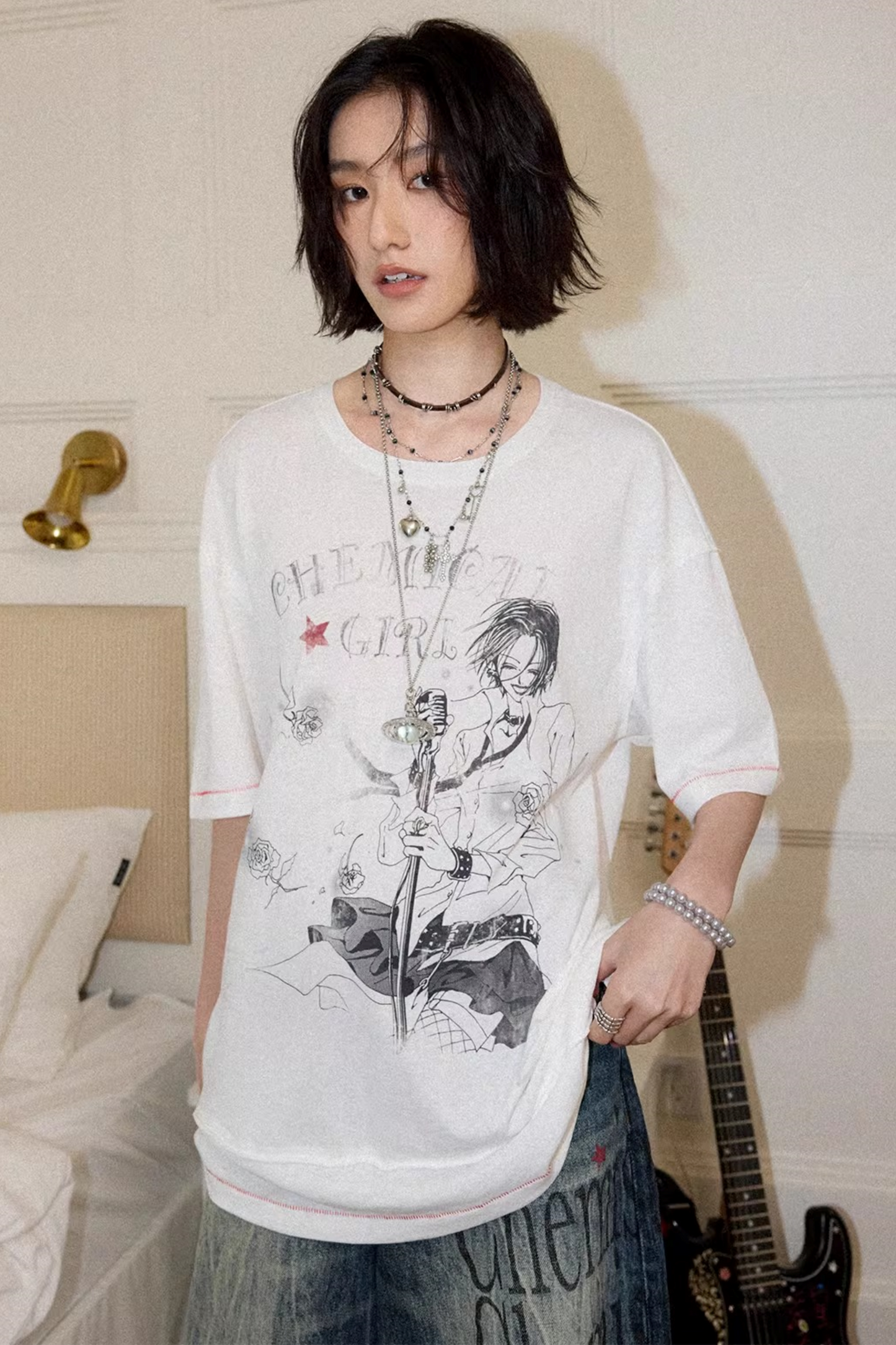 Retro Printed Embroidered Top