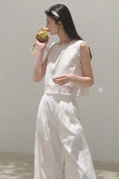 Linen Square Collar Top