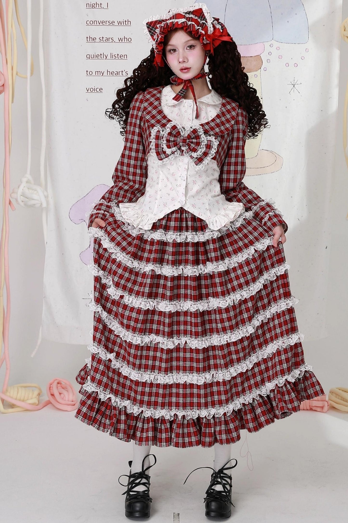 Red Plaid Lolita Skirt