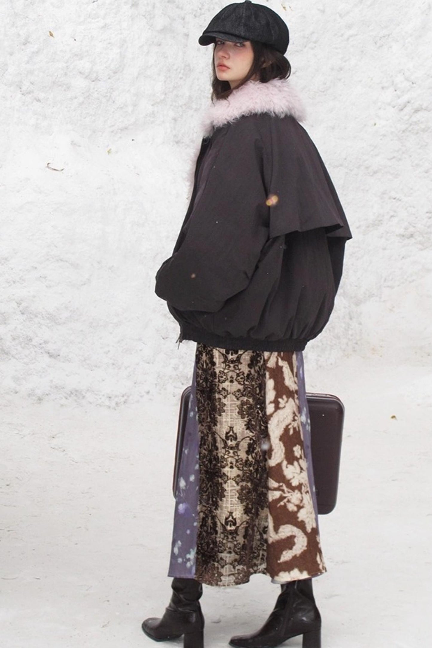 Retro Jacquard Taro Purple Skirt