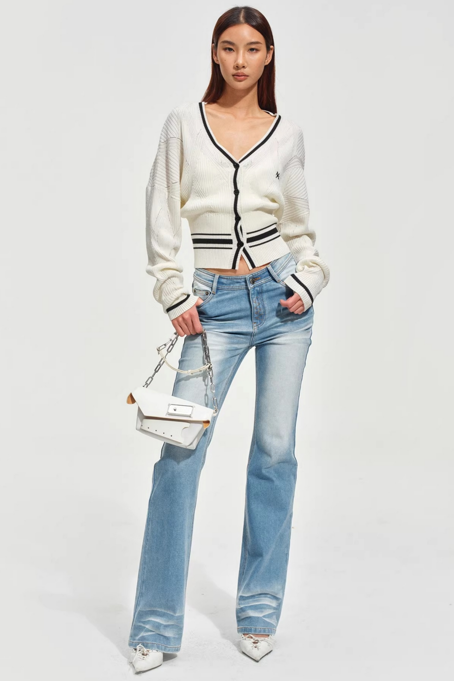 Tencel Wool Striped Cardigan