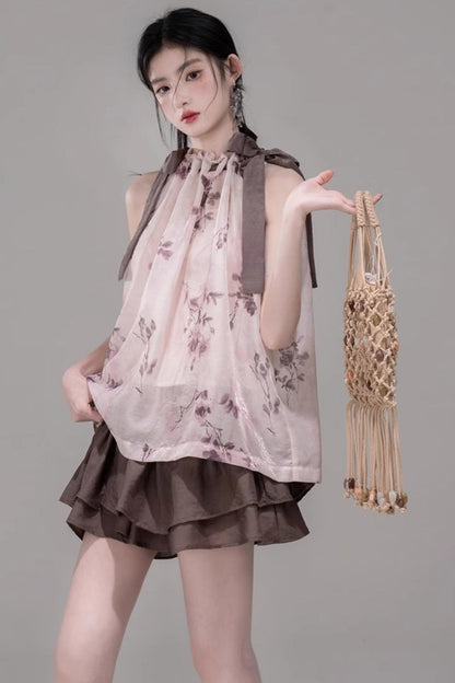 Rose Tea Set with Pleated Skirt set