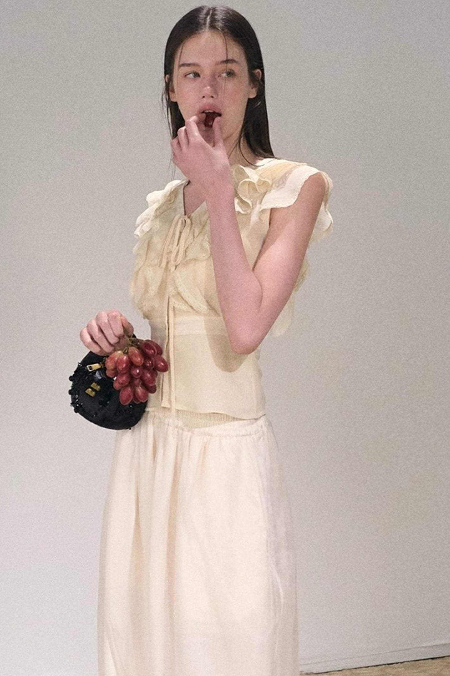 Apricot Satin Double-Layer Pants