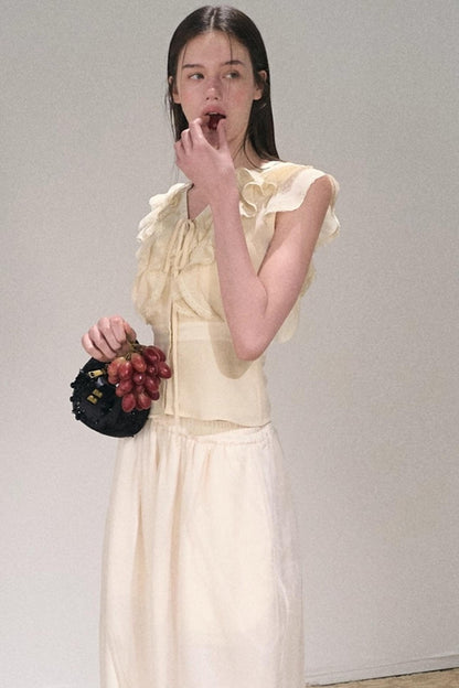 Apricot Satin Double-Layer Pants