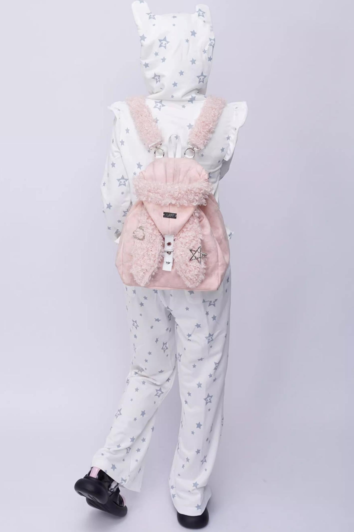 Cute Furry Rabbit Ear Backpack