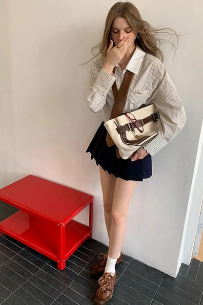 Long Sleeve Loose Striped Shirt