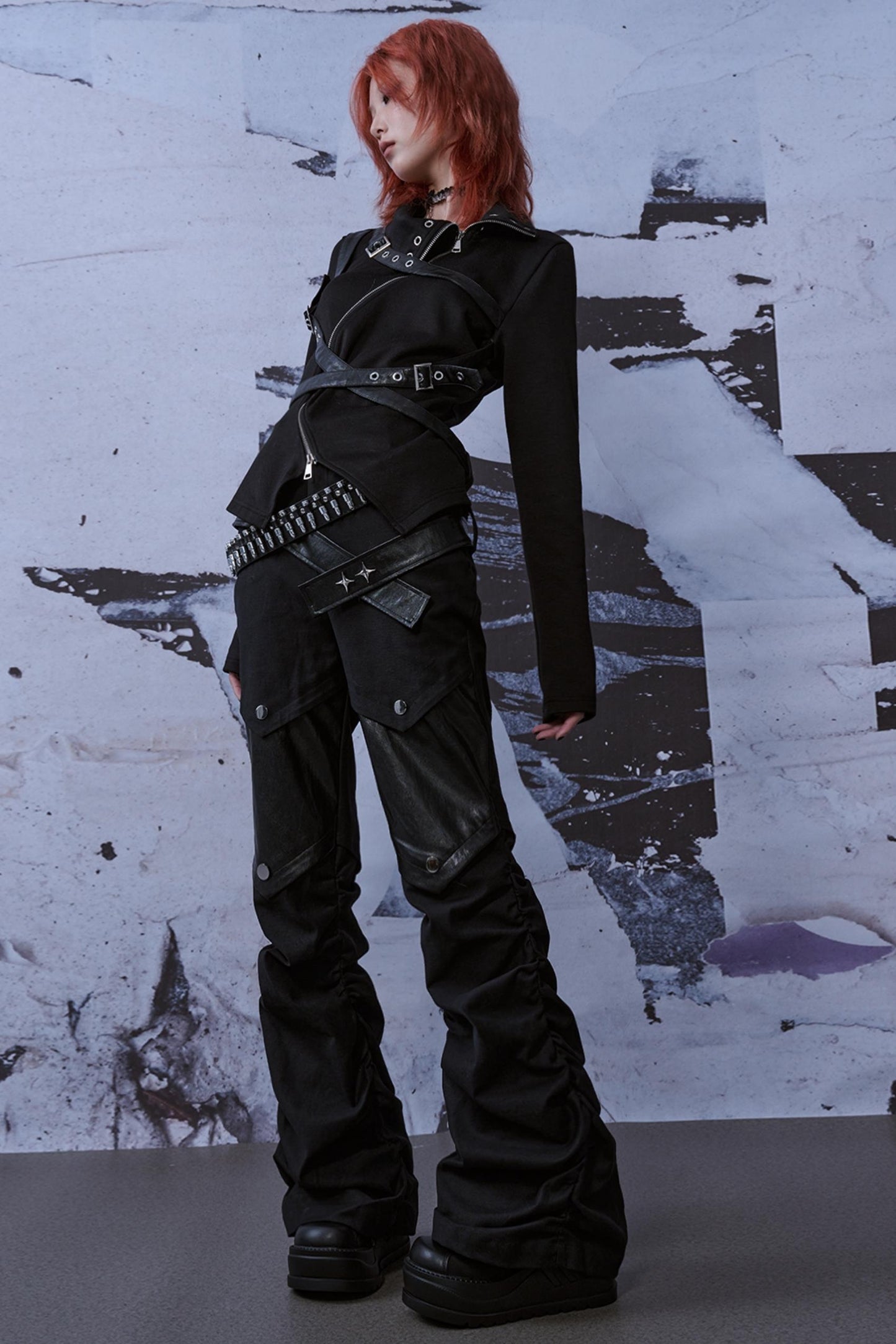 Metallic Turtleneck Knit Top