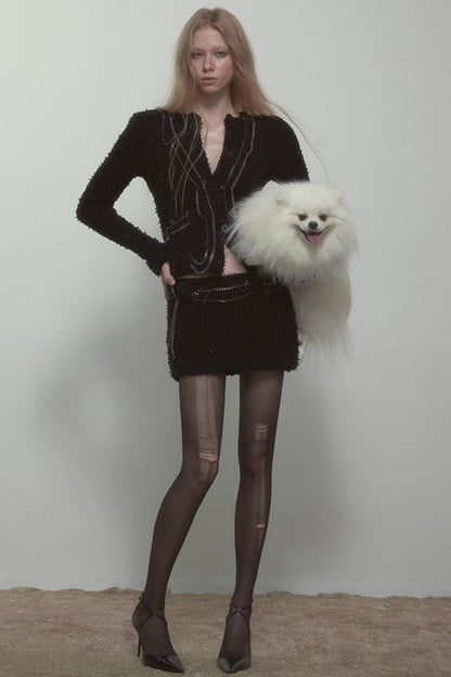 Sweet Black Knitted Skirt