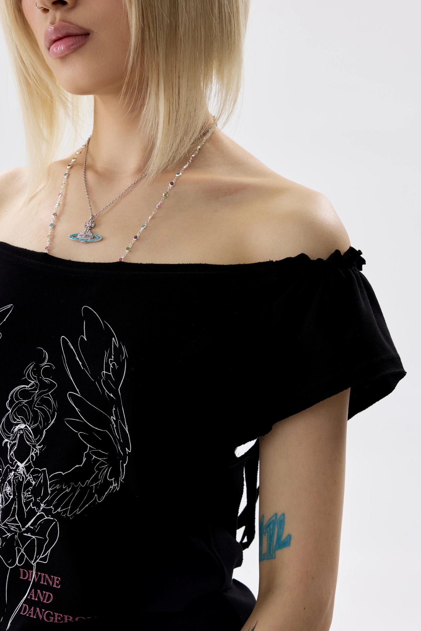 Two-Color Rhinestone Ruched Top