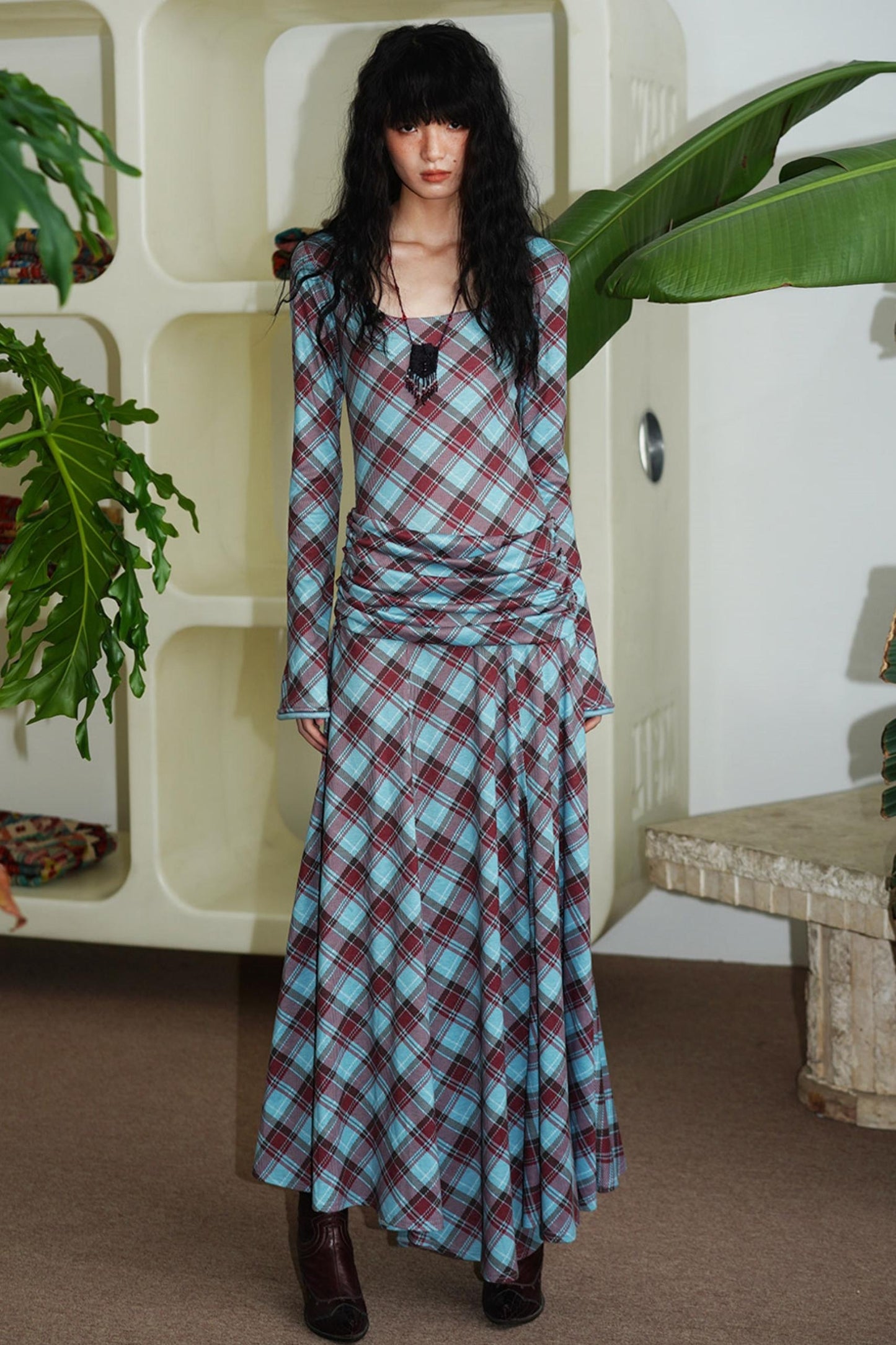 Vintage Check Slim Dress