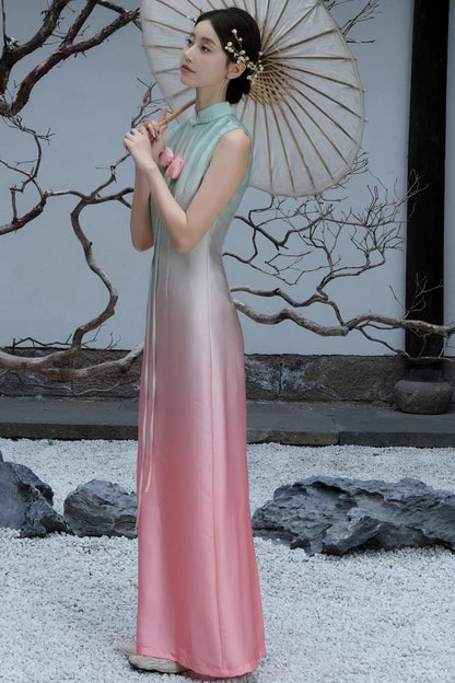 Romantic Floral Cheongsam Dress