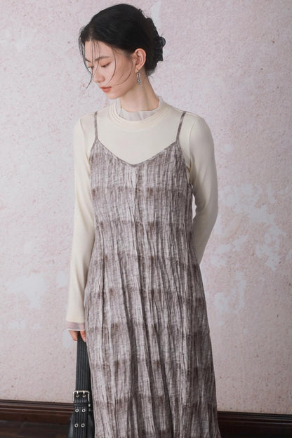 Velvet Tie-Dye Print A-Line Sundress