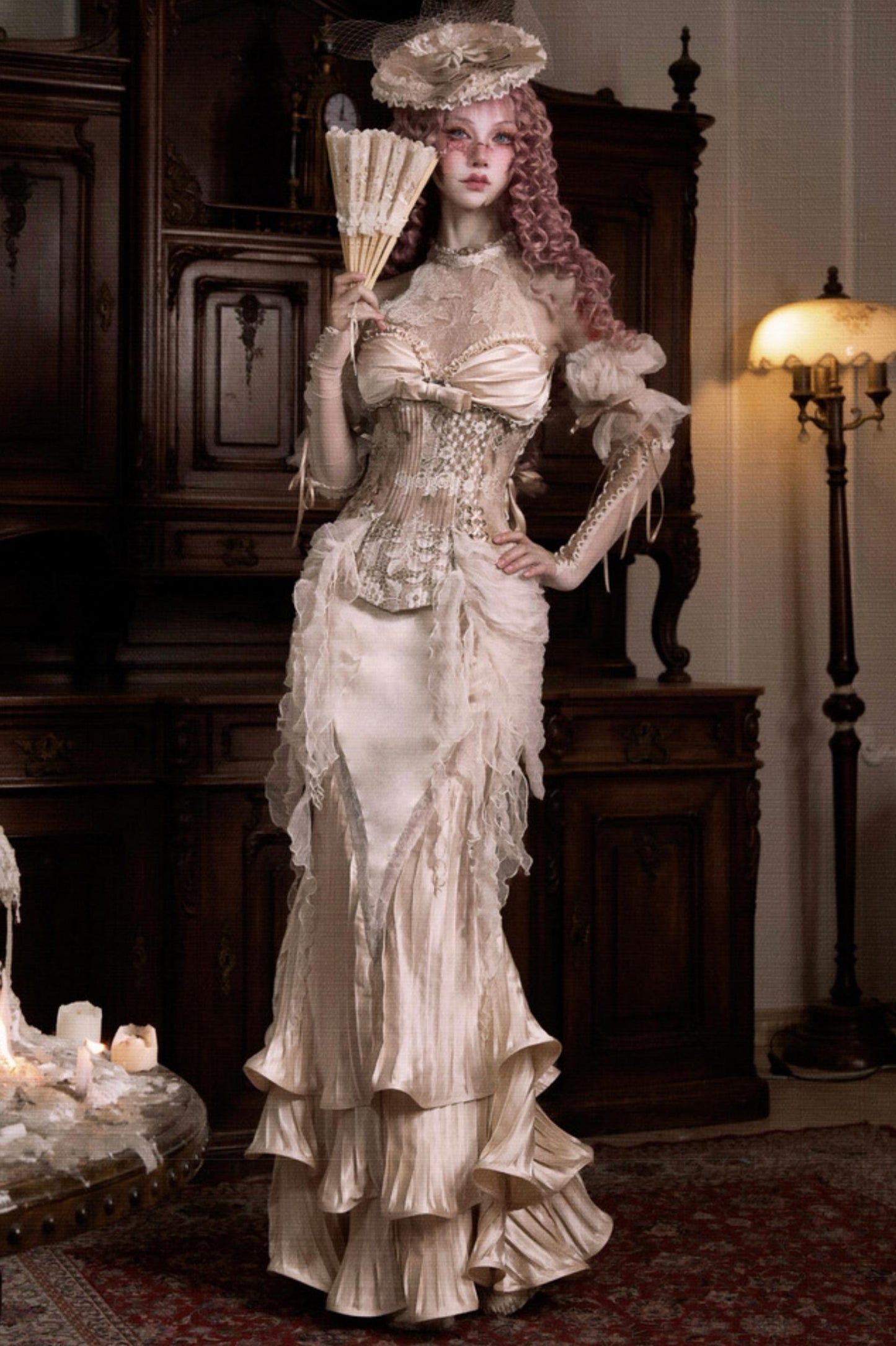 Elegant Herringbone Corset Slim Tunic Top Set