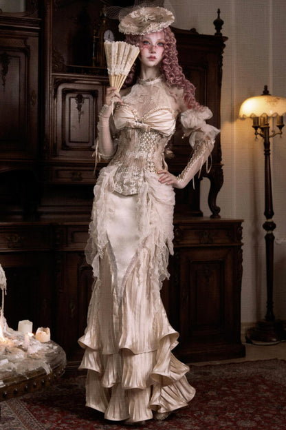 Elegant Herringbone Corset Slim Tunic Top Set