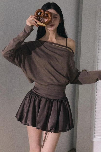 Slanted Shoulder T-shirt Top