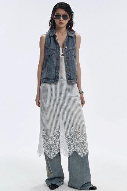 Summer Blue Washed Denim Vest