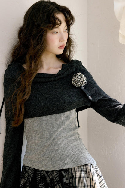 Camisole Knit Top Plaid Skirt Set-Up