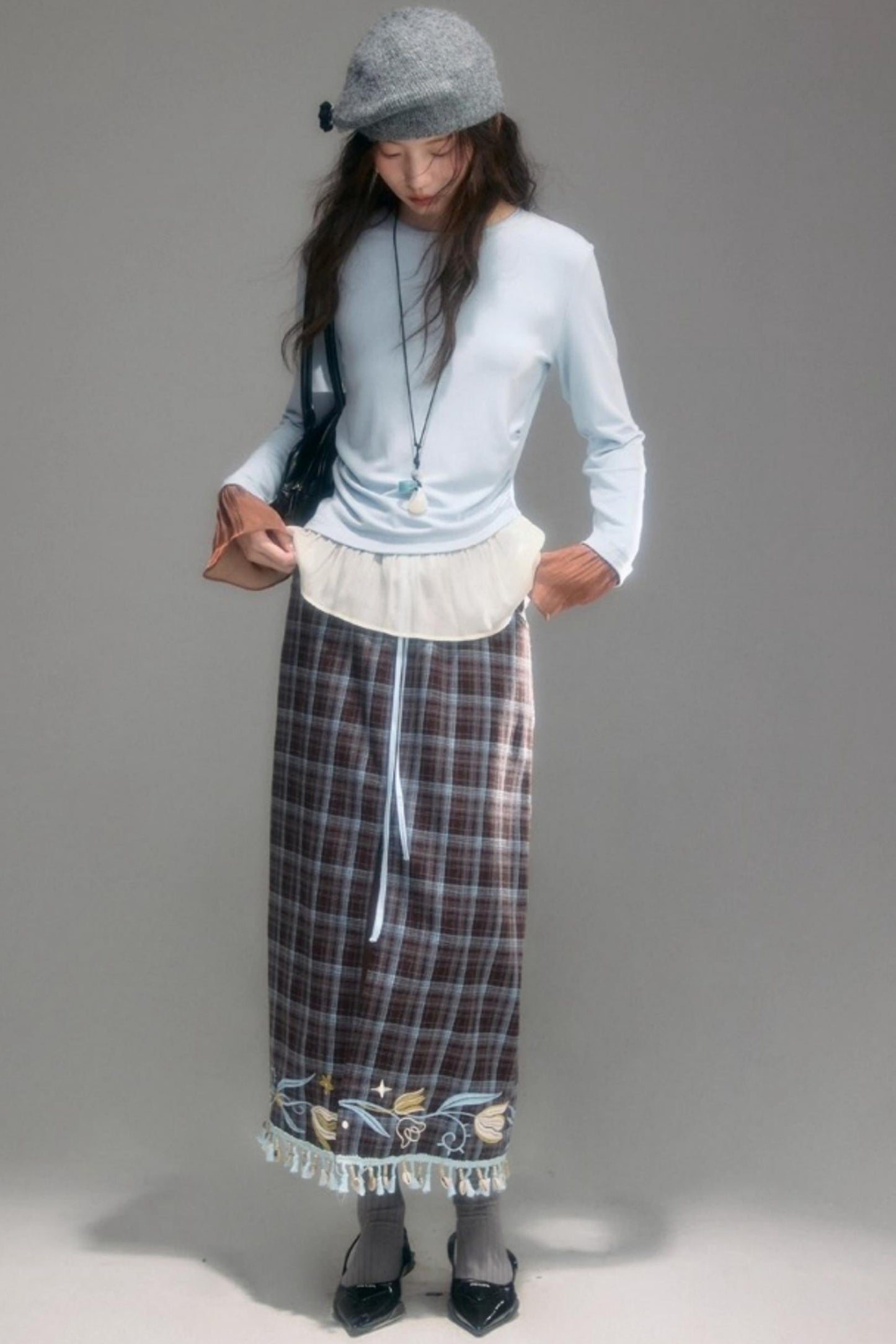 Floral Vintage Front Slit Skirt