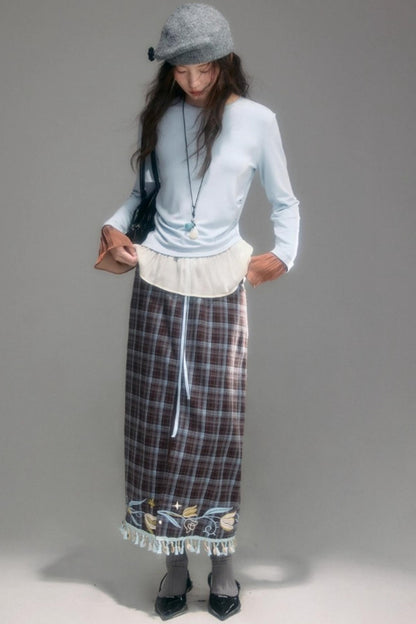 Floral Vintage Front Slit Skirt