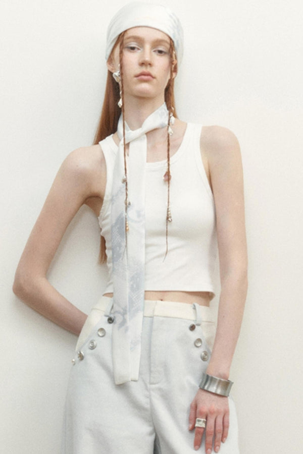 Black White Silk Tie