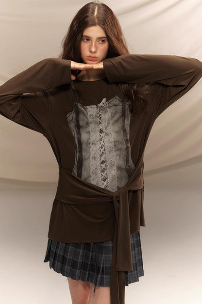 Gray Plaid Pleated Skirt