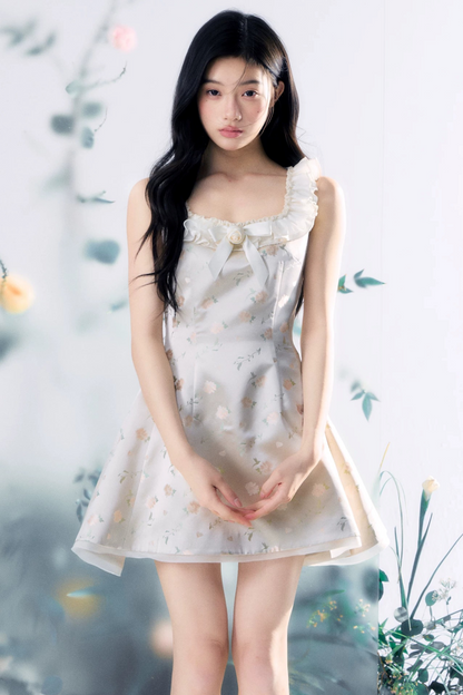 Transparent Rose Jacquard Dress