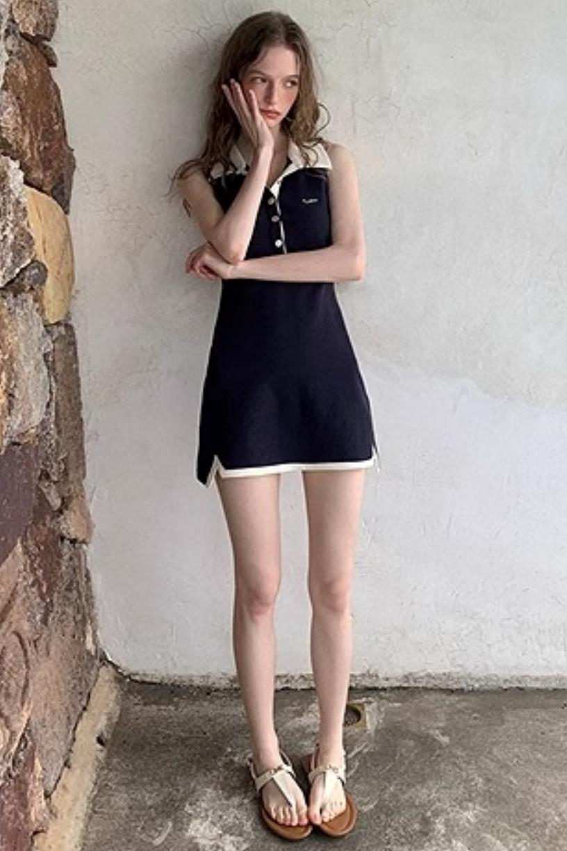 Chiffon Lace Polo Dress