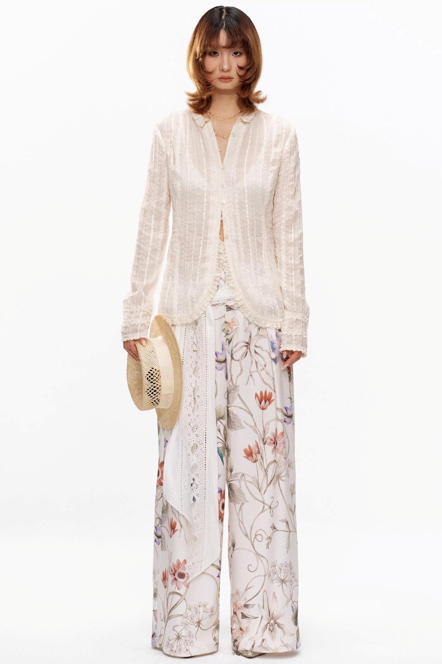 Retro Beige Lace Cardigan Top