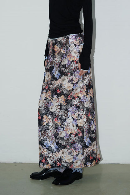 Gold Floral Pleated Skirt