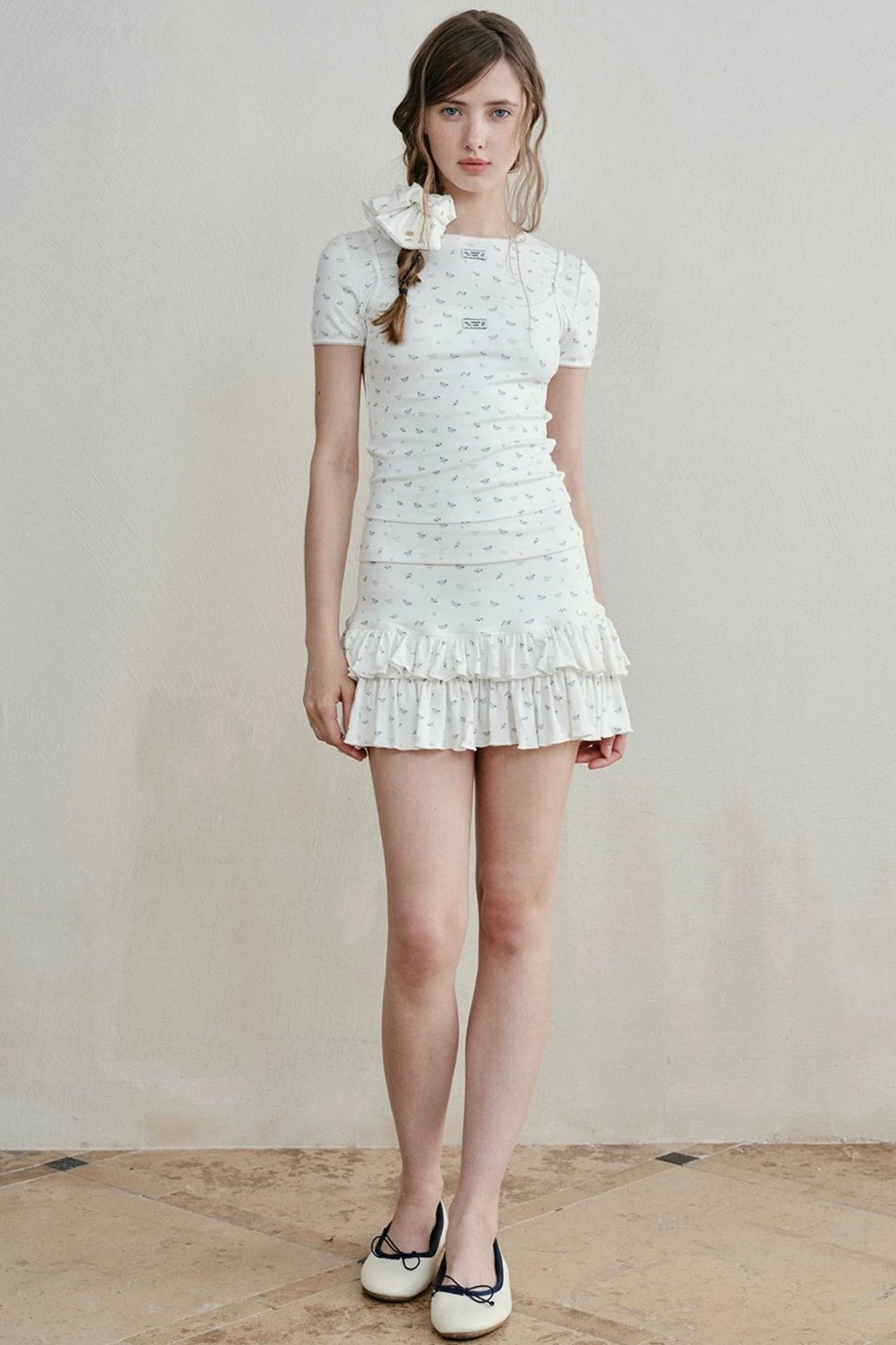 Lace-Trimmed Blueberry Two-Piece Set