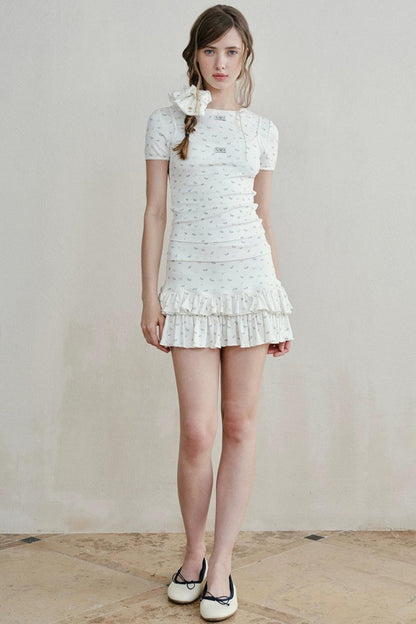 Lace-Trimmed Blueberry Two-Piece Set