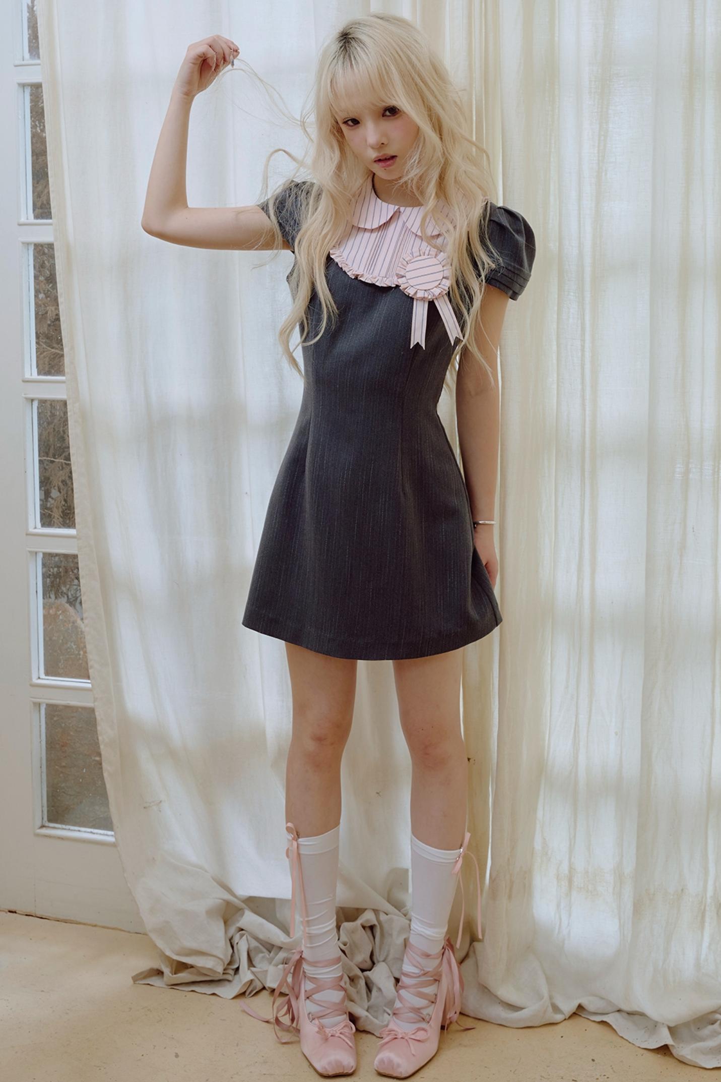 Pink Pleated Lace Suit Dress